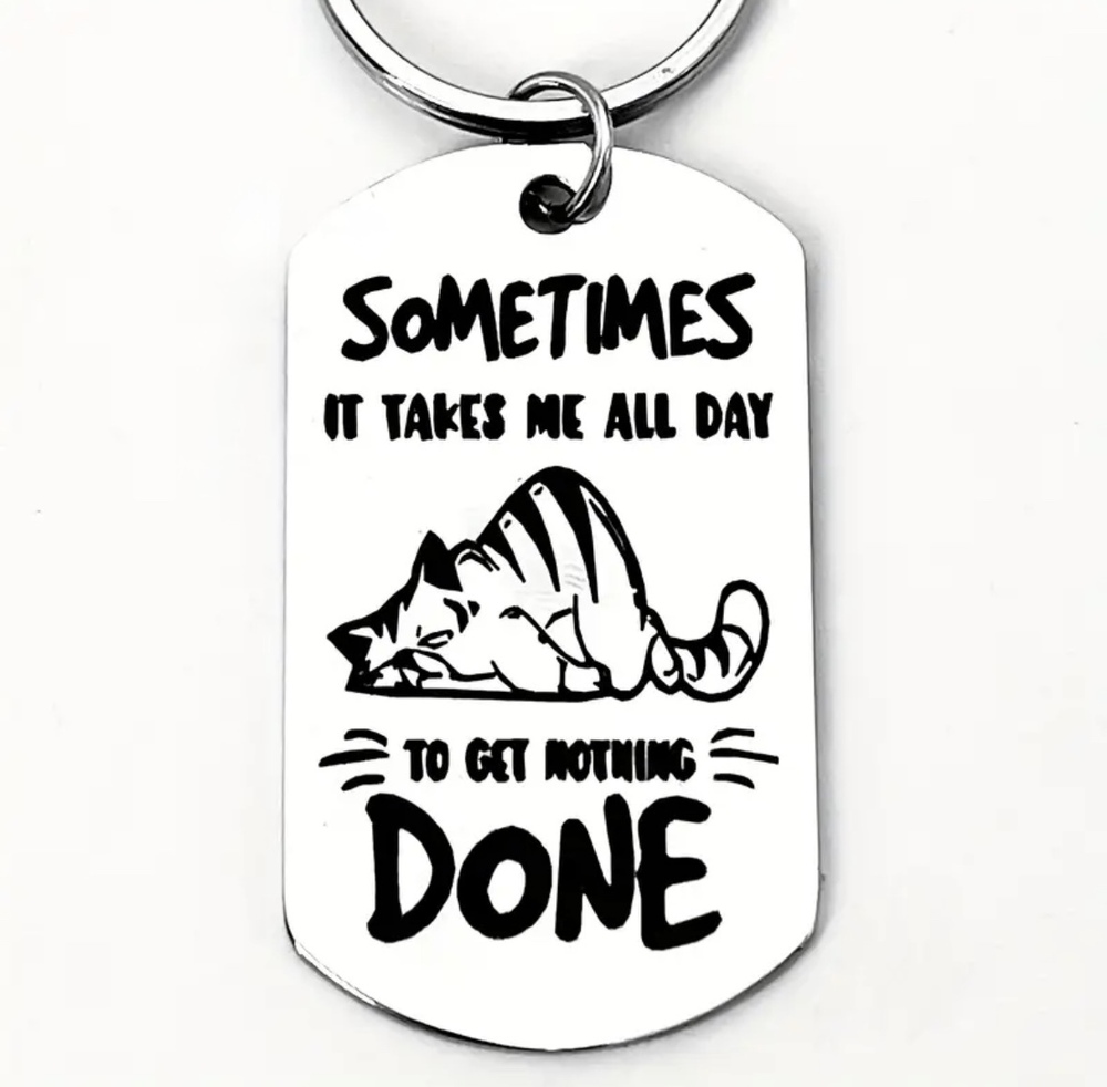3/$25 Sometimes It Takes Me All Day To Get Nothing Done Stainless Steel Keychain
